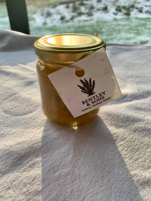 Jar of honey with a Bentley & Sons label